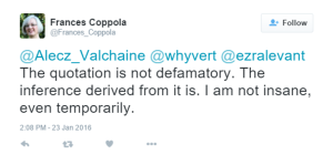 Coppola Insane Complaint